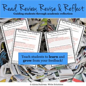 messy papers behind student reflection sheets