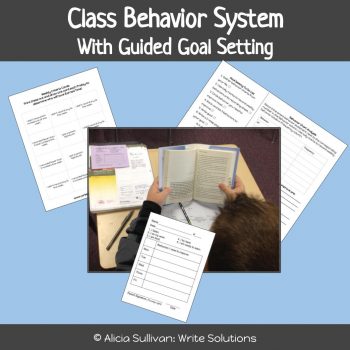 Student reading independently with behavior chart and reflection sheets