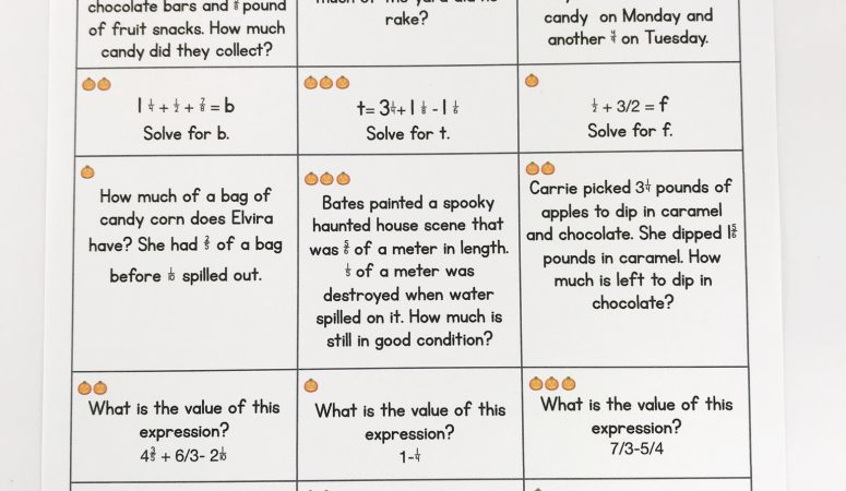 Halloween Math Choice Boards