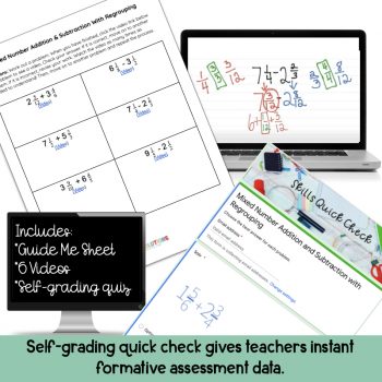 Video math lesson materials for subtracting mixed numbers